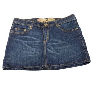 Oxygen Required Denim Mini Skirt Junior Dark Wash Blue Pockets Size 5